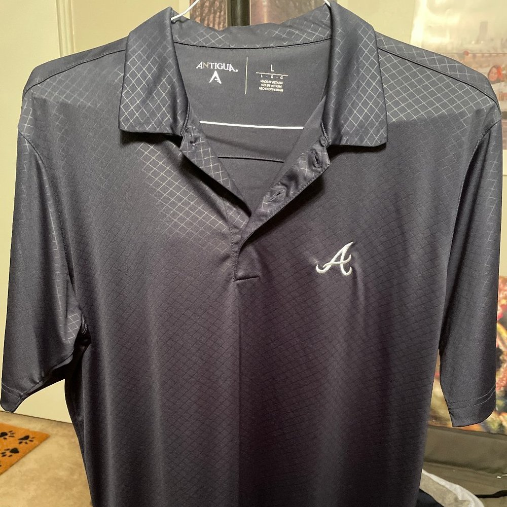 Atlanta Braves Antigua Polo Navy Large